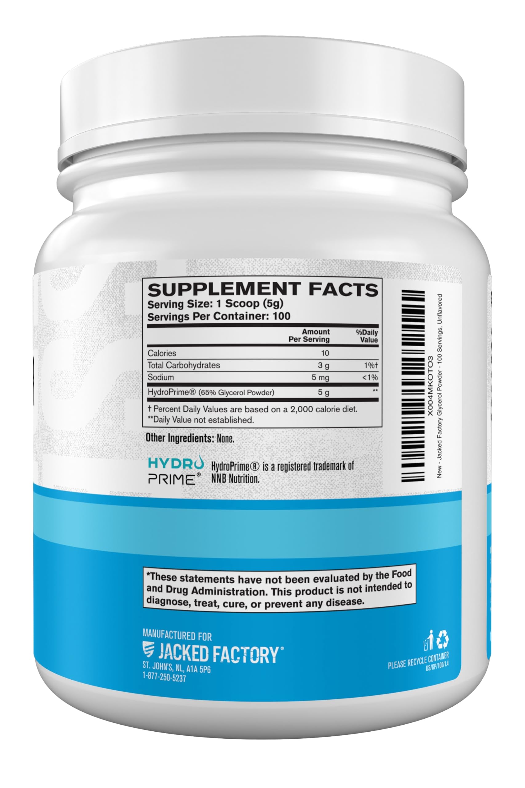 Glycerol Pump – emballage HydroPrime, traçabilité et qualité.