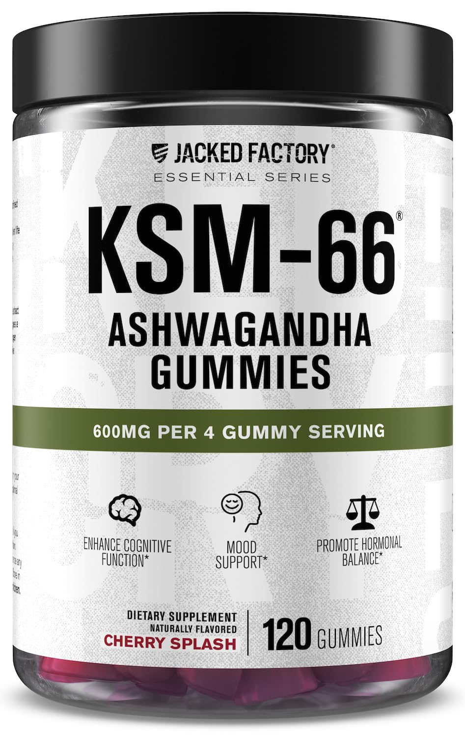 Gommes Ashwagandha Jacked Factory – emballage attrayant et pratique pour le quotidien.