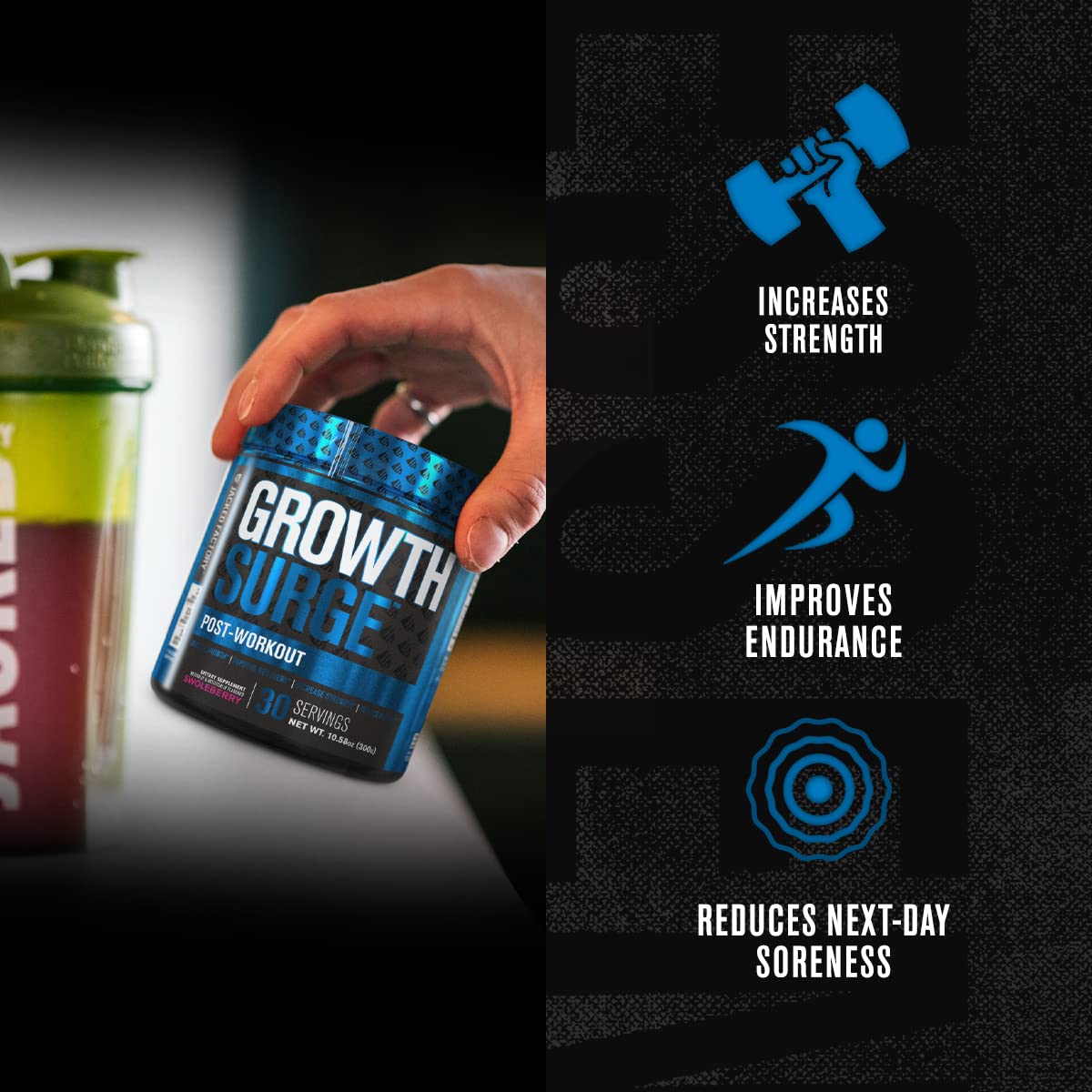 L-Carnitine Tartrate inclus dans Growth Surge pour la récupération post-effort.