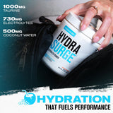 Hydrasurge, eau de coco et électrolytes soutiennent l'endurance.