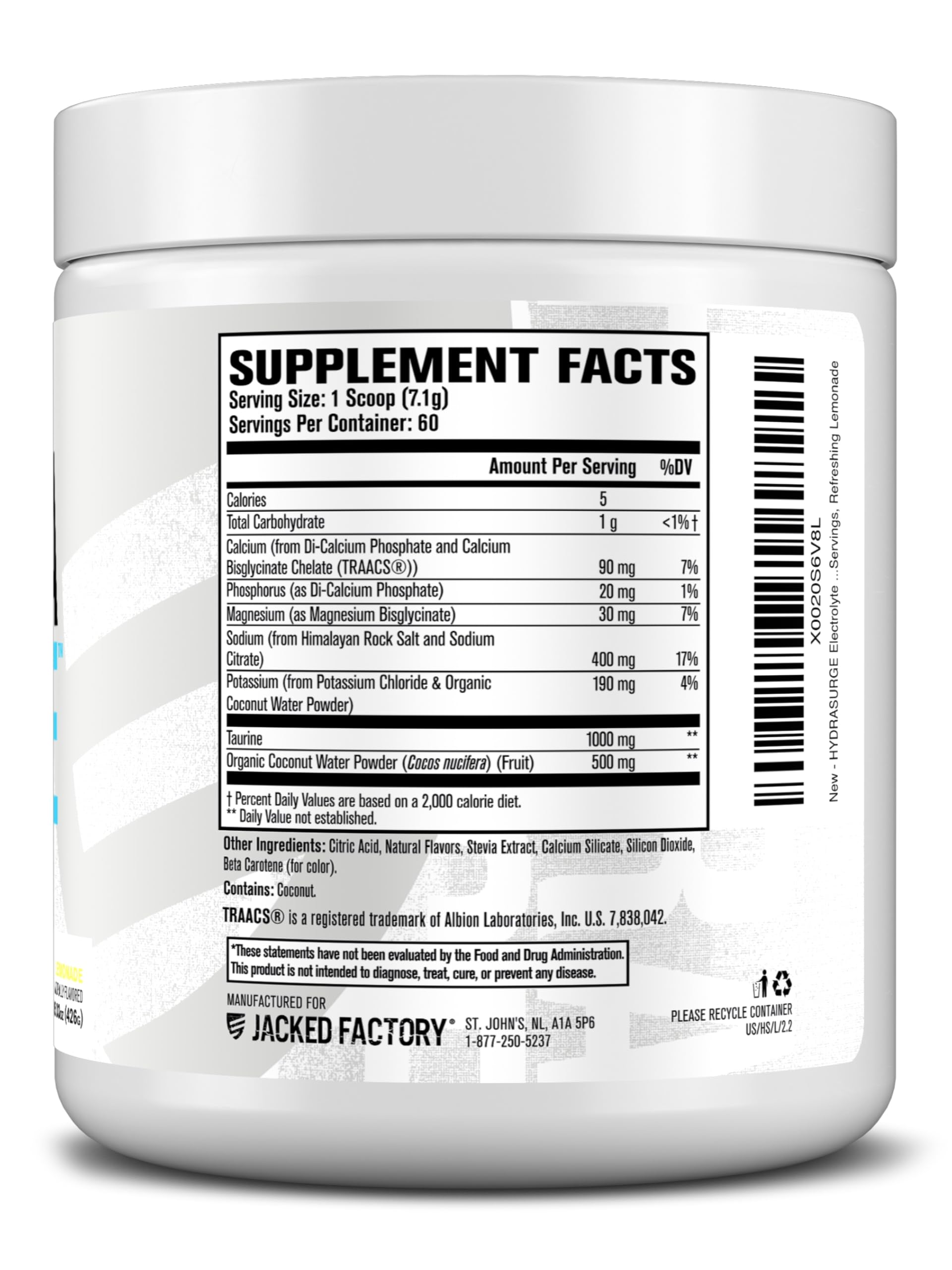 Etiquette compatible re9gime céto HYDRASURGE sans sucre ajoute9 et gofat naturel.