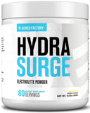 HYDRASURGE de Jacked Factory, poudre électrolyte citron prête e0 9Me9langer pour hydratation efficace.