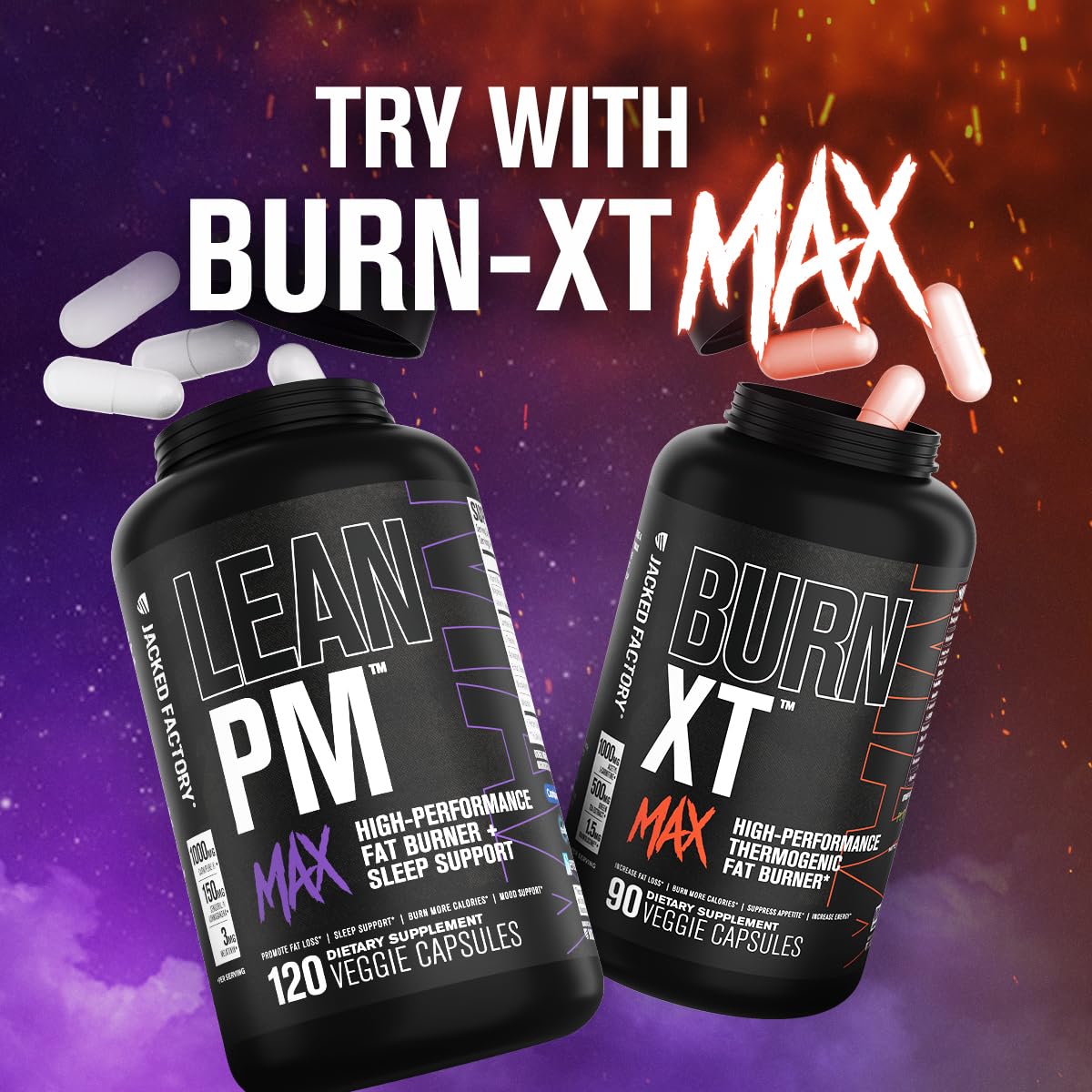 Jacked Factory Lean PM Max - Ashwagandha pour relaxation et équilibre.
