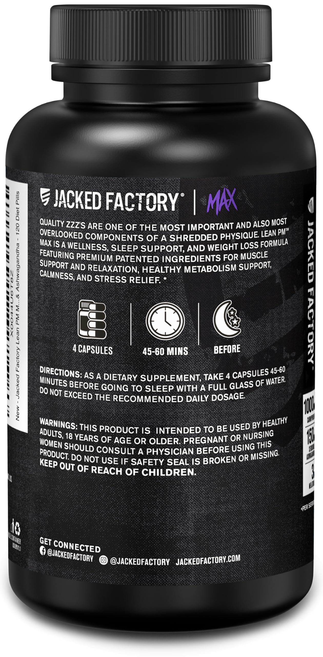 Jacked Factory Lean PM Max - Soutien potentiel à la perte nocturne et énergie matinale.
