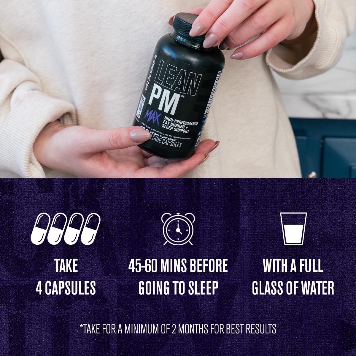 Jacked Factory Lean PM Max - Mélatonine intégrée pour sommeil réparateur.