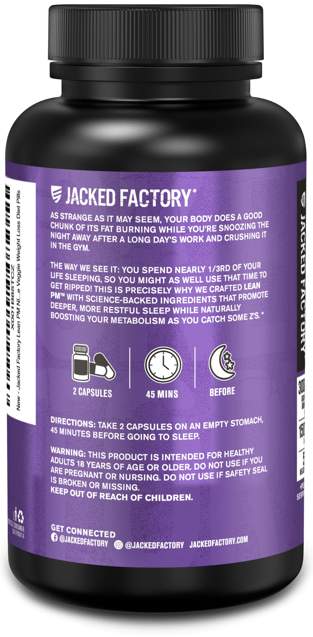 Jacked Factory Lean PM: rituel nocturne pour soutenir le sommeil et la gestion des envies.