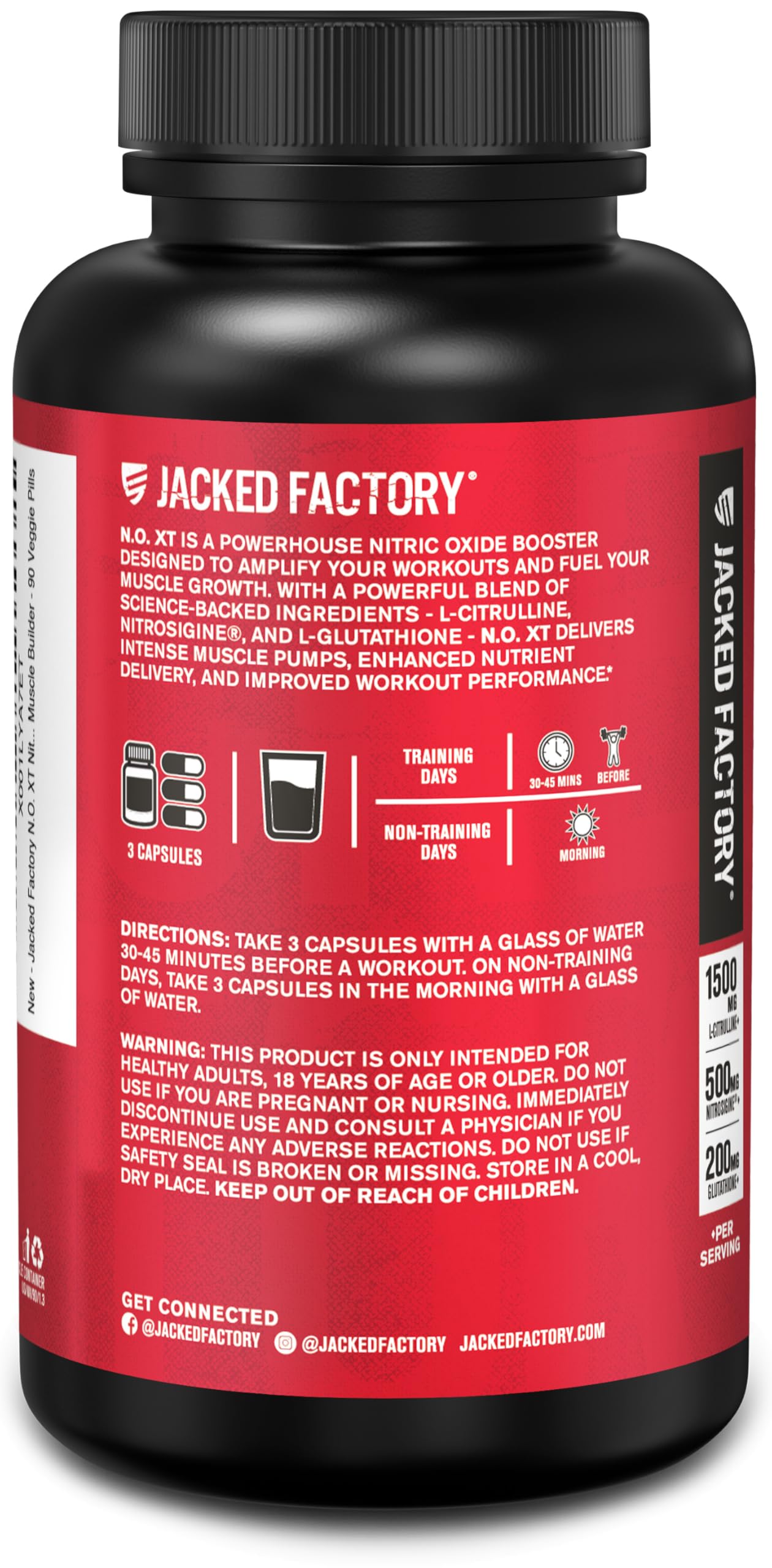 Jacked Factory N.O. XT – close-up sur les capsules, faciles à avaler.