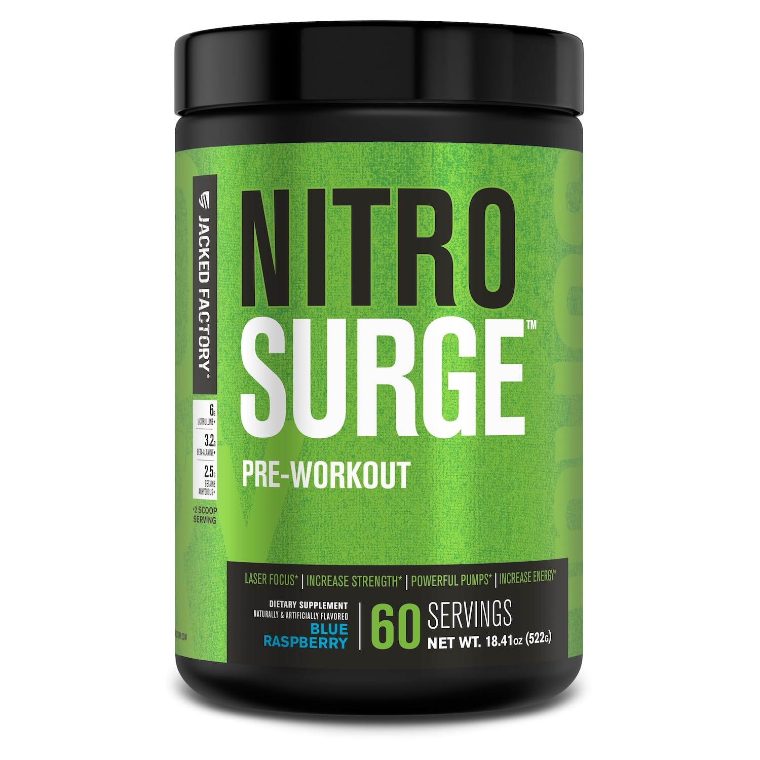 Nitrosurge en boîte bleu-framboise prête pour énergie pendant l'entraînement.