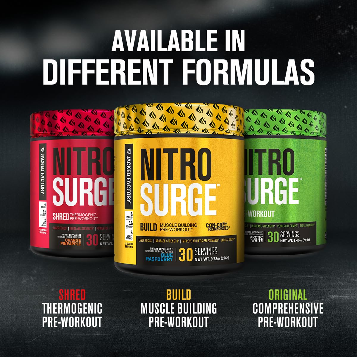 Nitrosurge Build pompe musculaire visible pendant l'effort.