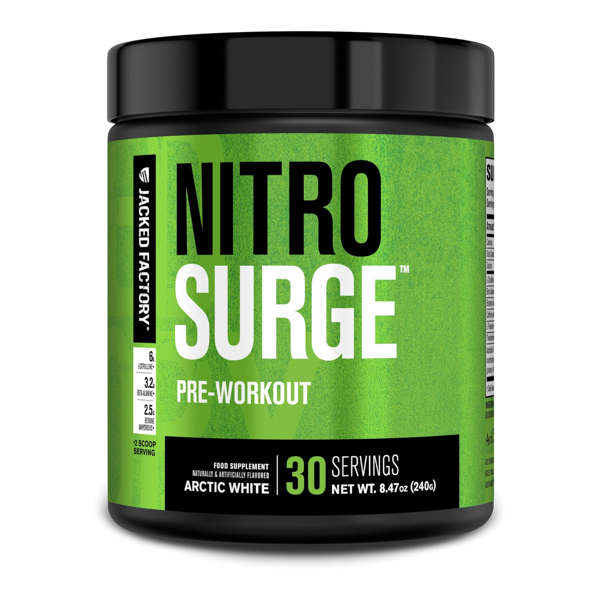 Jacked Factory Nitrosurge énergie-poudre offre une énergie soutenue pendant l'entraînement.