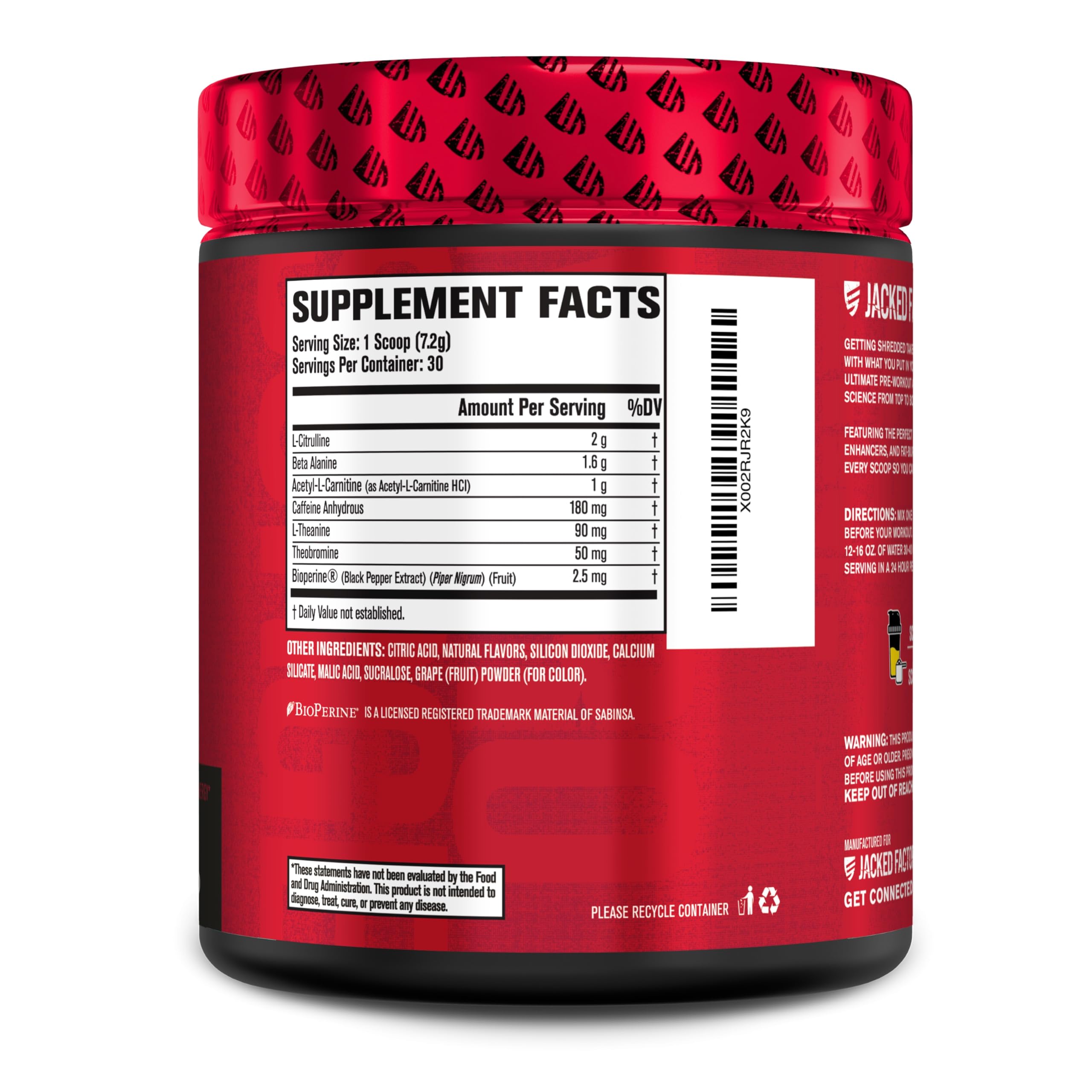 Jacked Factory NITROSURGE Shred, laboratoire certifié cGMP, qualité et pureté
