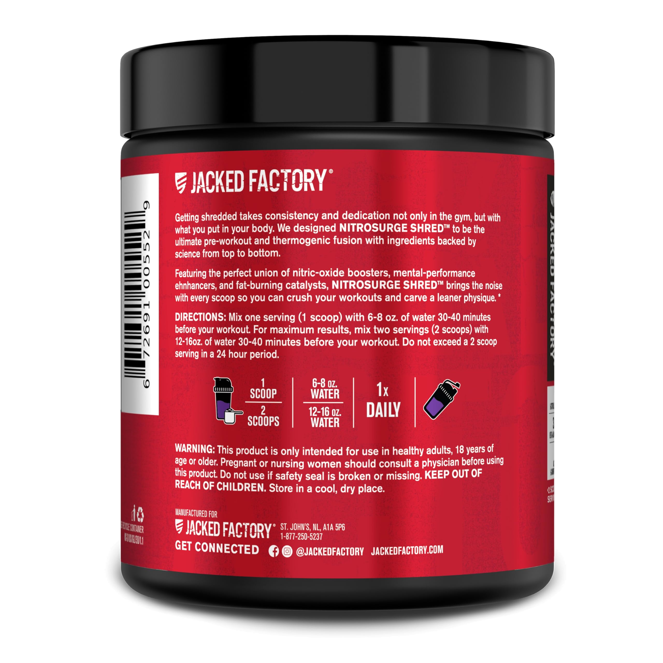 Jacked Factory Nitrosurge Shred, énergie propre et concentration pendant l’entraînement.