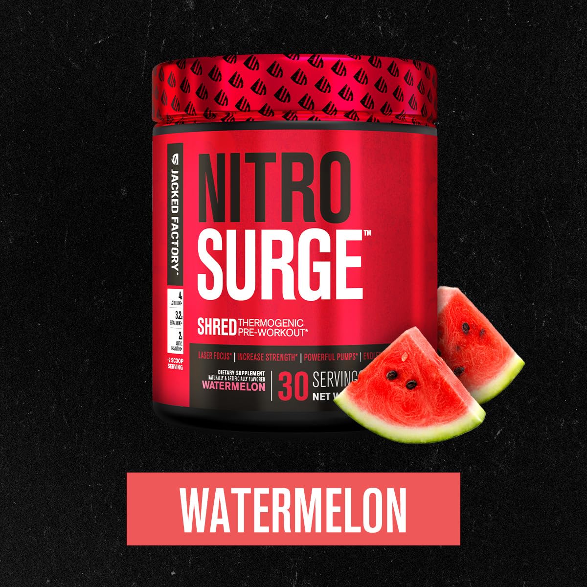 Jacked Factory Nitrosurge Shred, image énergie rapide, démarrage efficace de la séance.