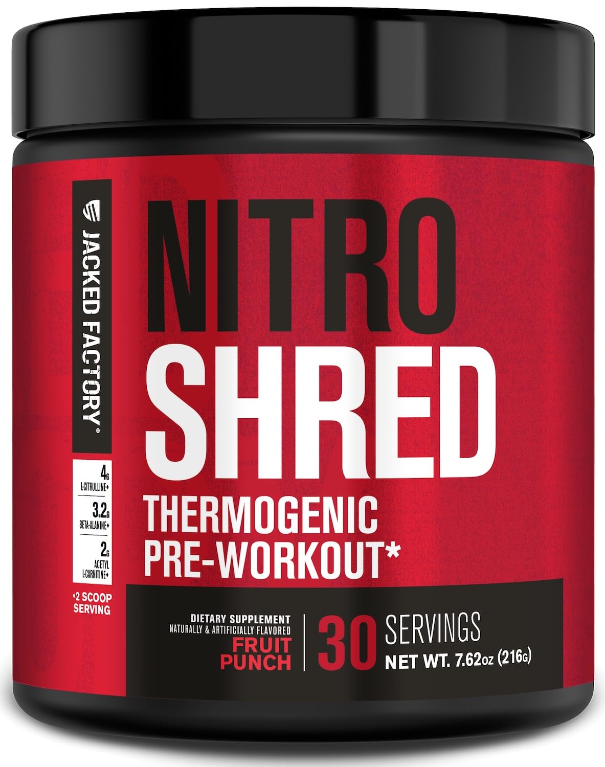 Jacked Factory Nitrosurge Shred – poudre pré-entraînement pour énergie durable et focus.