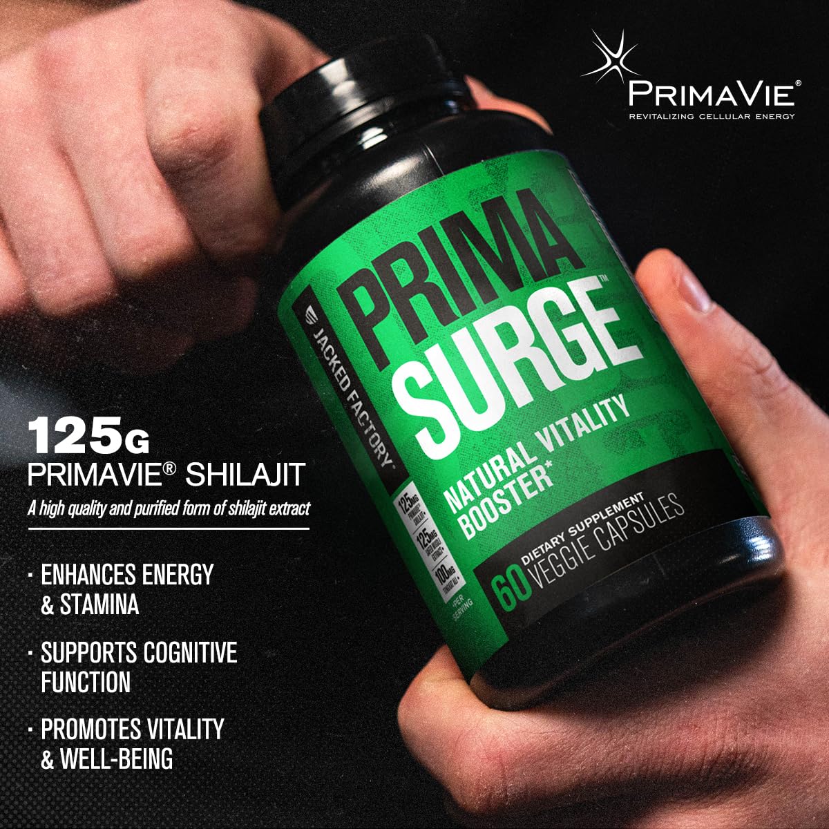 Jacked Factory Primasurge – gélules végétales faciles à avaler pour une routine quotidienne.