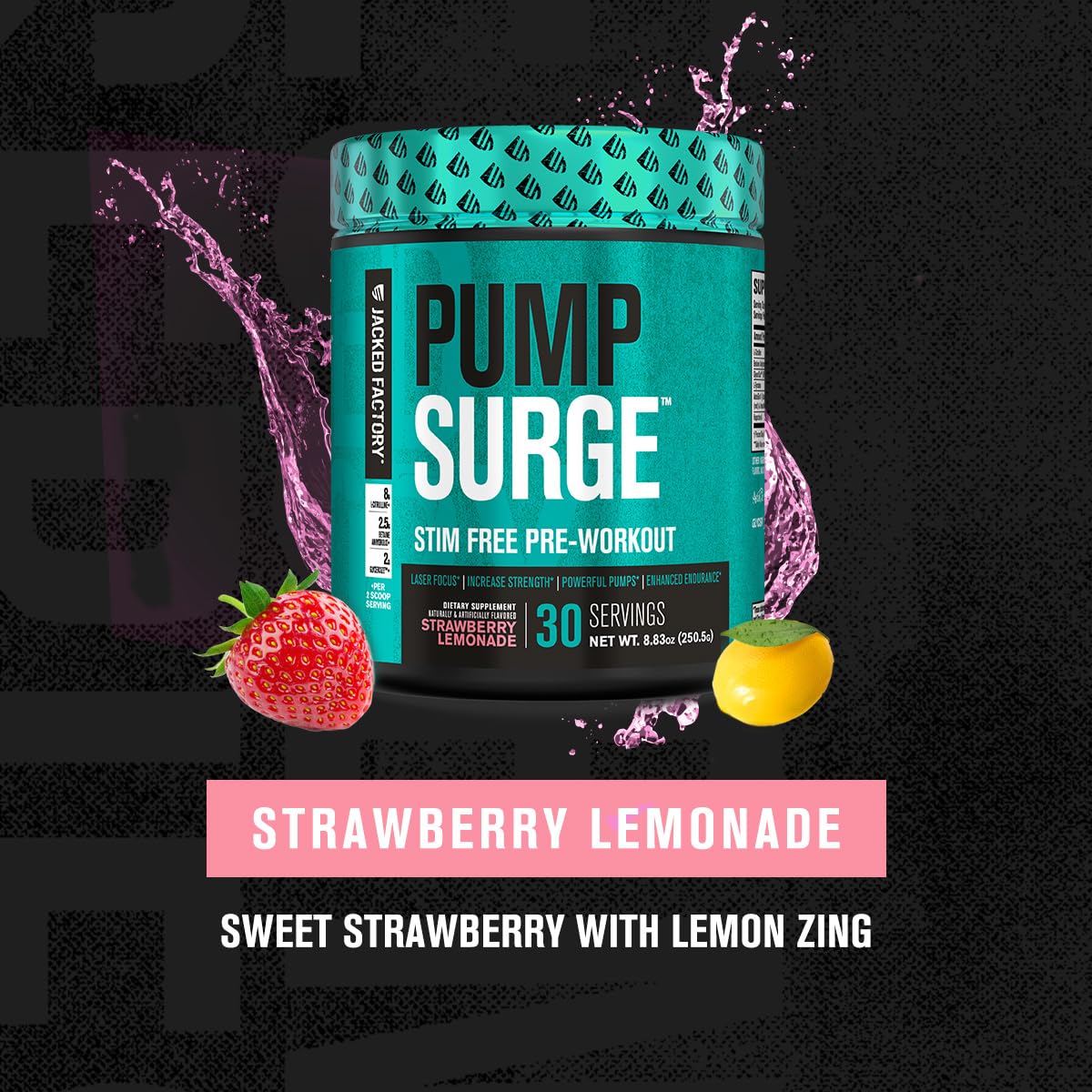 Jacked Factory Pumpsurge, emballage sans stimulant pour entraînement calme.