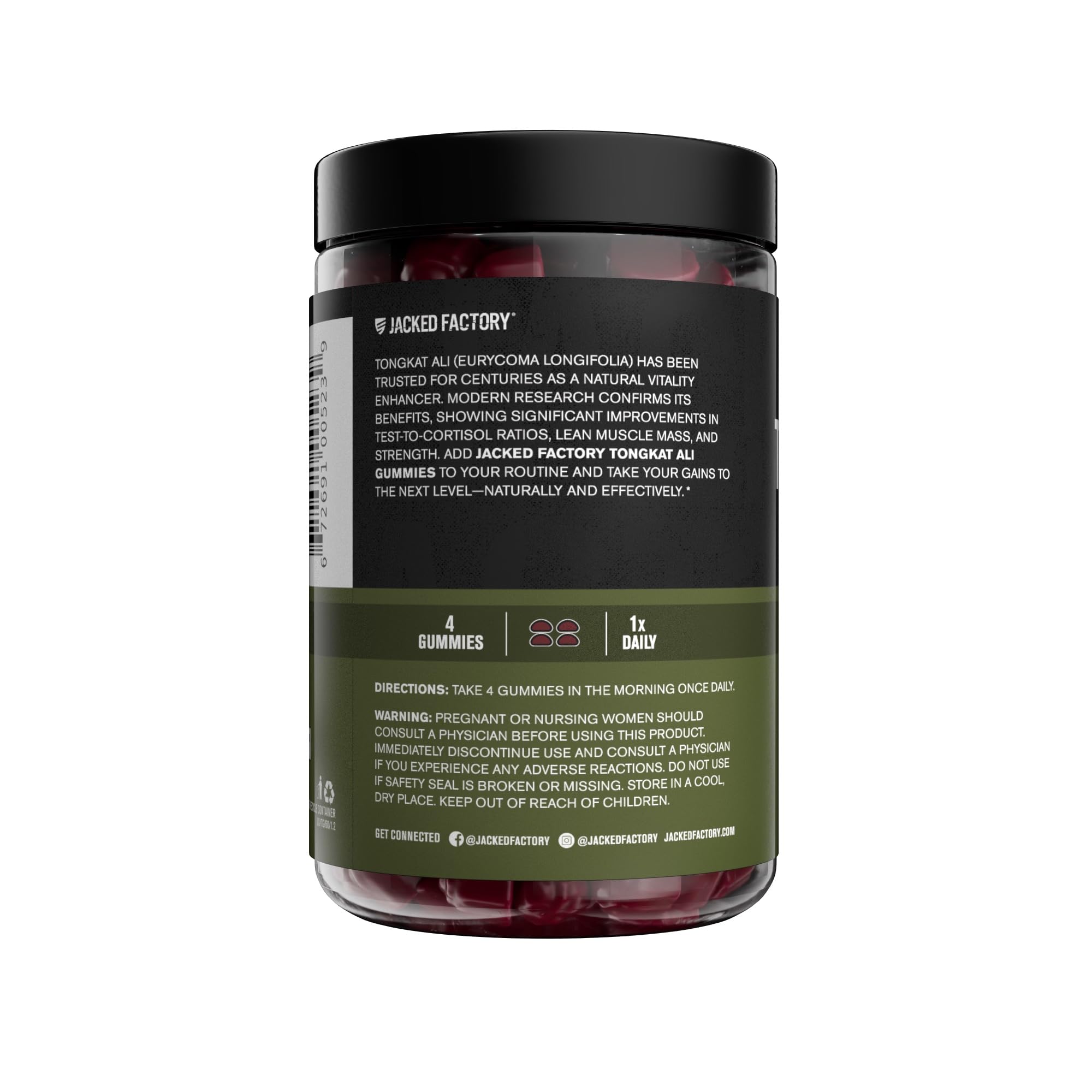 Jacked Factory Tongkat Ali Gummies – format 120 gommes pratique à emporter.