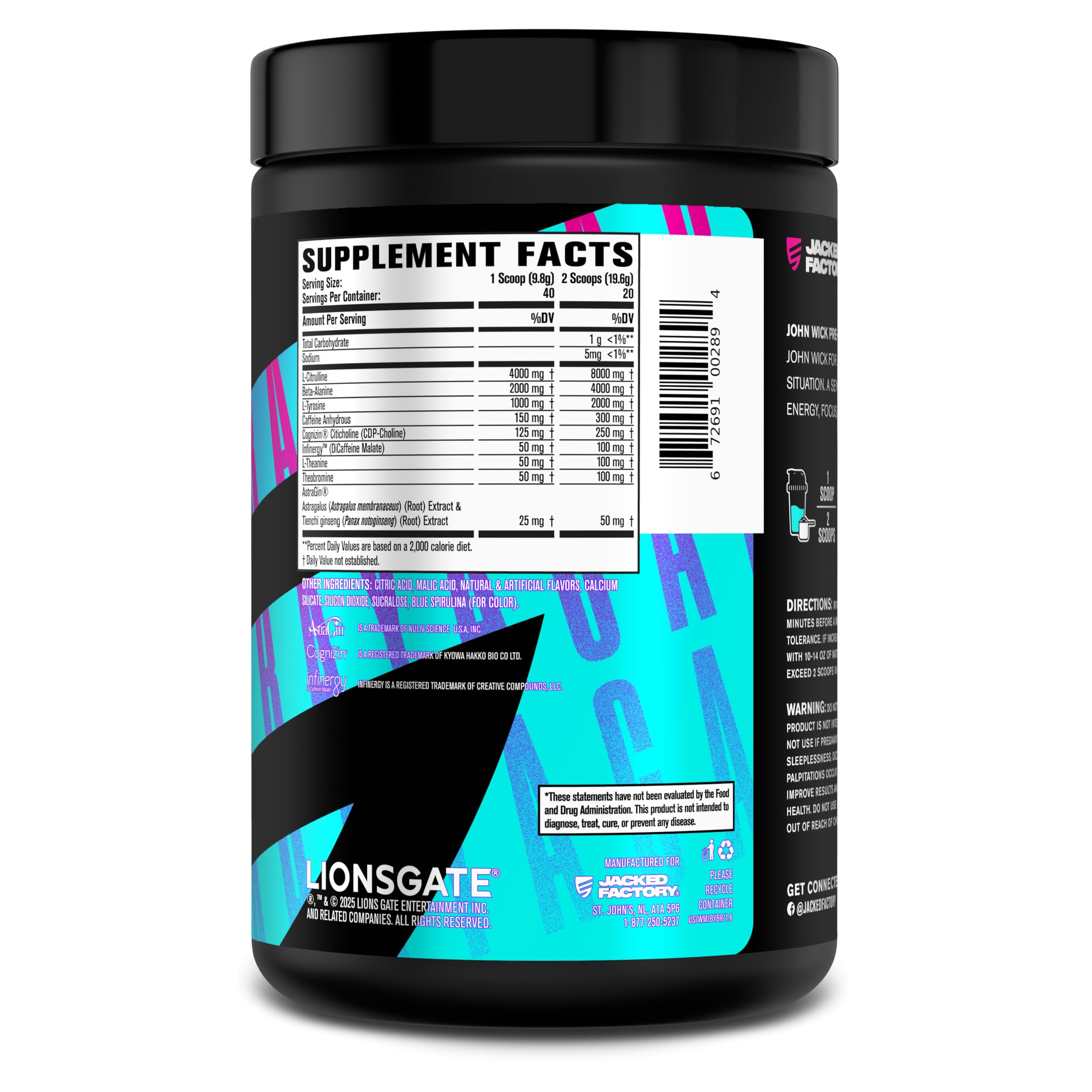 Jacked Factory Wick Mode préparation eau, mélange facile avant entraînement intensif.