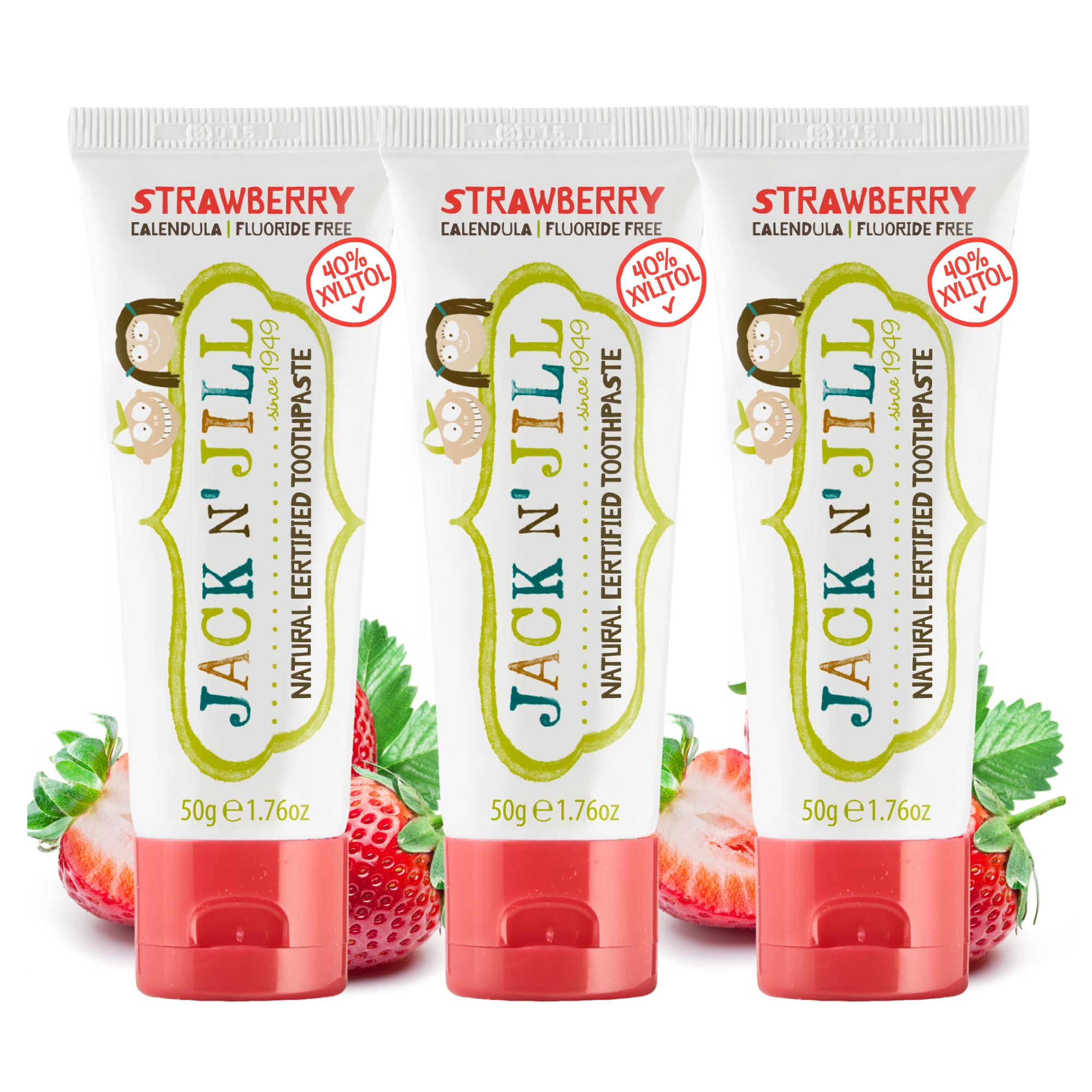 Dentifrice Jack N' Jill enfant fraise: tube ludique pour un brossage agréable.