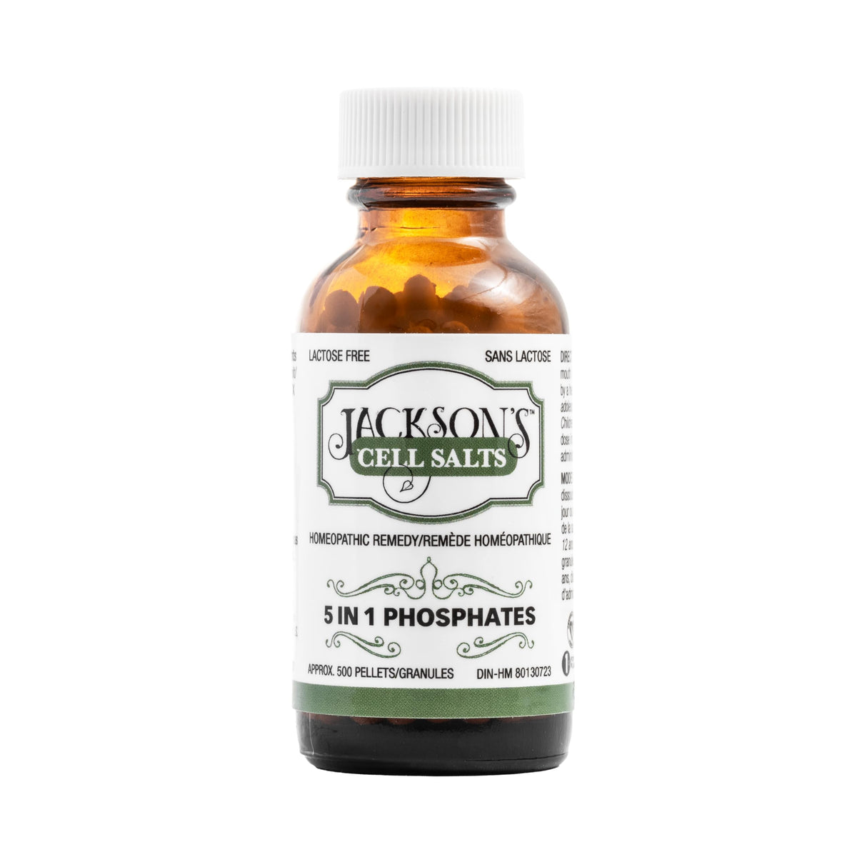 Jackson's 5-en-1 Phosphates dans bouteille ambrée, stockage sûr et naturel.