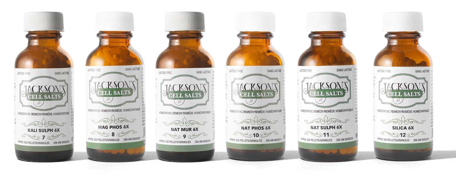 Jackson’s Sels Cellulaires: emballage en verre ambré pour la conservation.