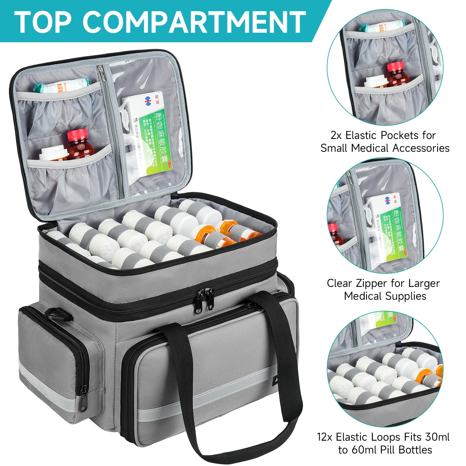 Jaffzora séparateurs amovibles, compartiment inférieur modulable pour vos médicaments.