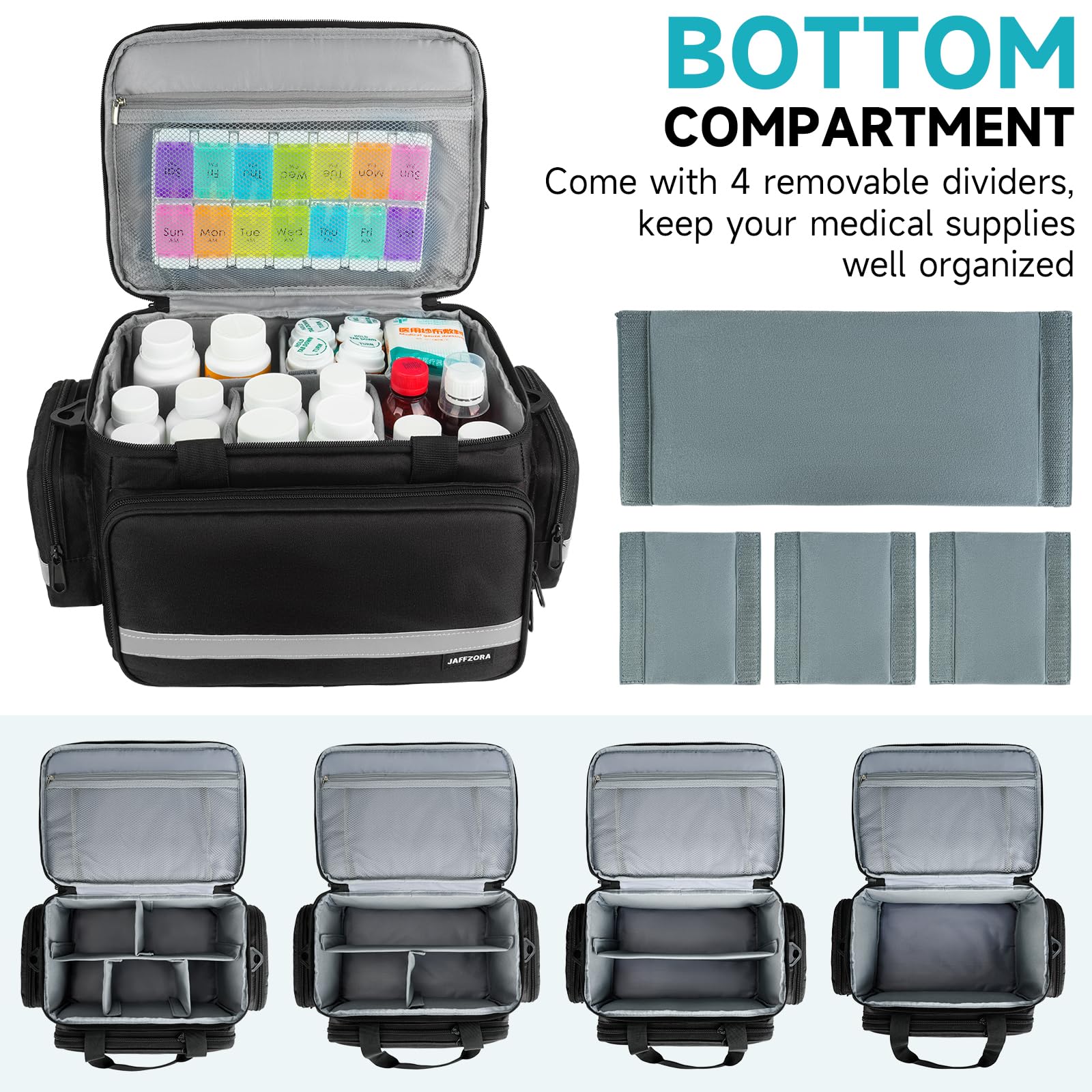 Sac Jaffzora de rangement medicaments avec fermeture verrouillable pour sécurité.