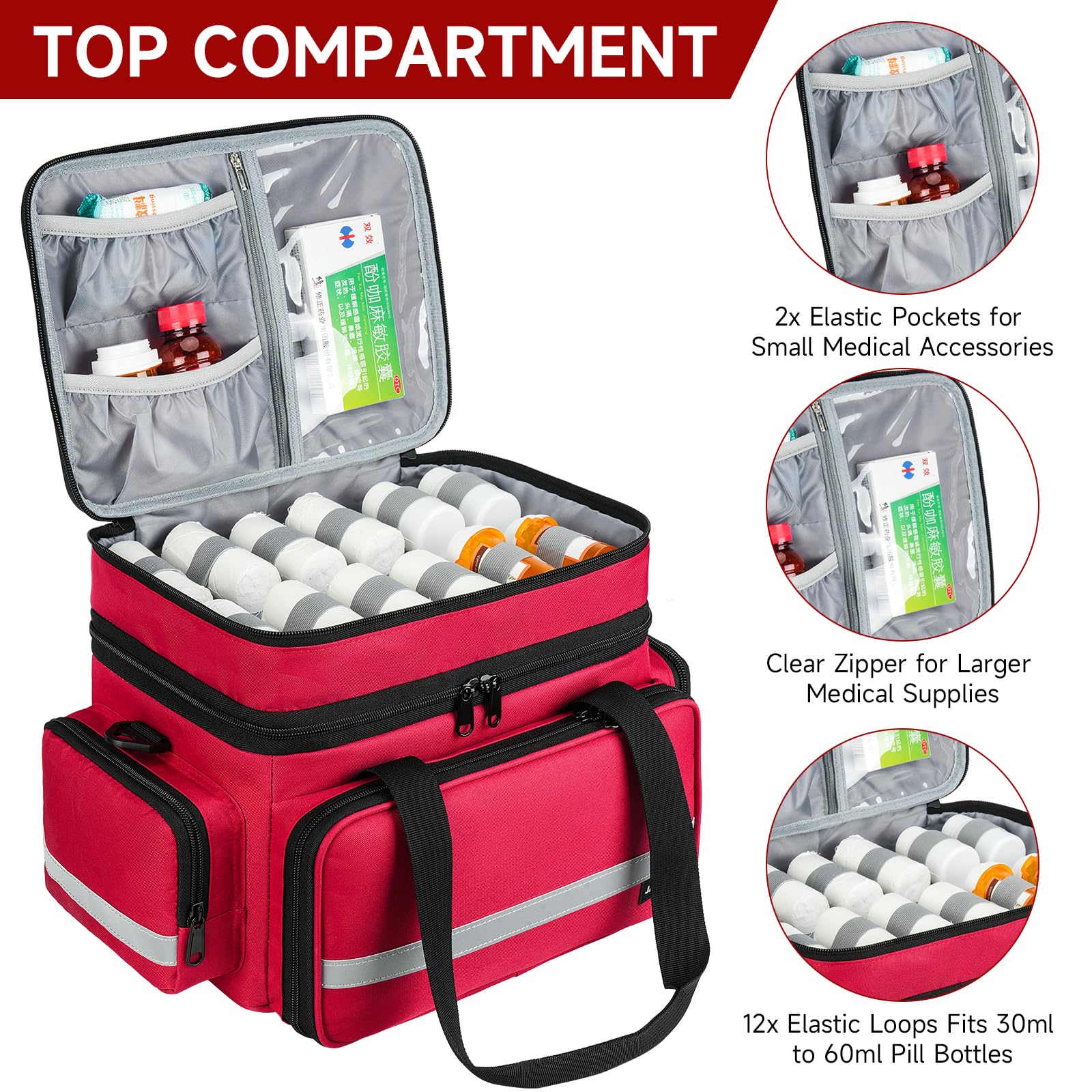 Jaffzora zip verrouillable protège les médicaments lors des trajets.