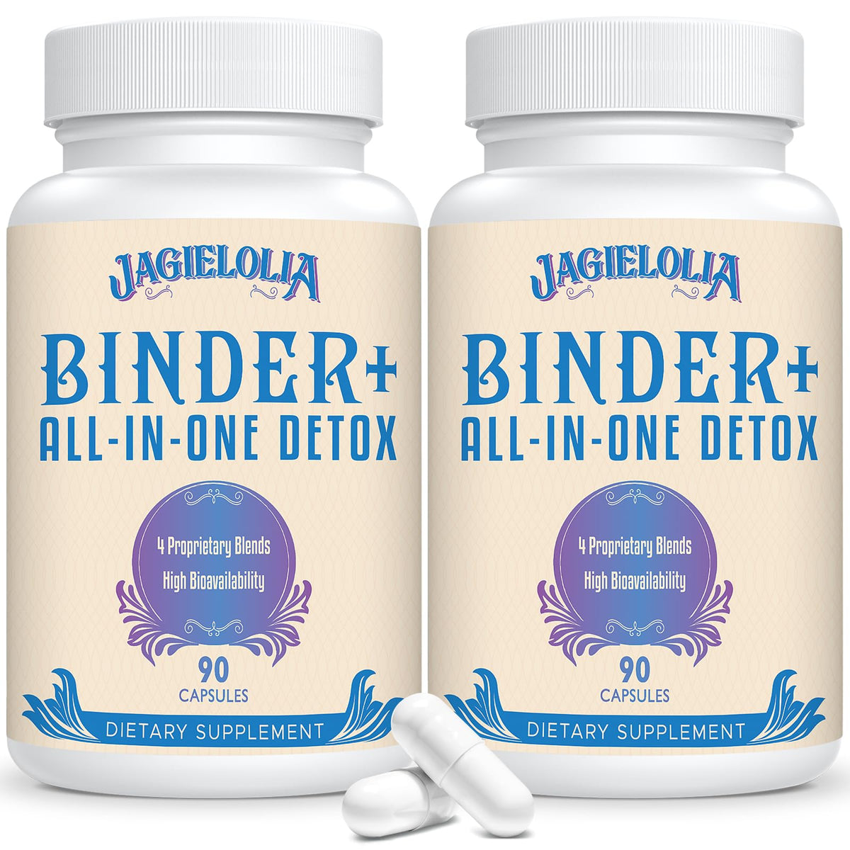 Jagielolia Detox Binder – bouteille sur étiquette, soutien potentiel à une routine detox équilibrée