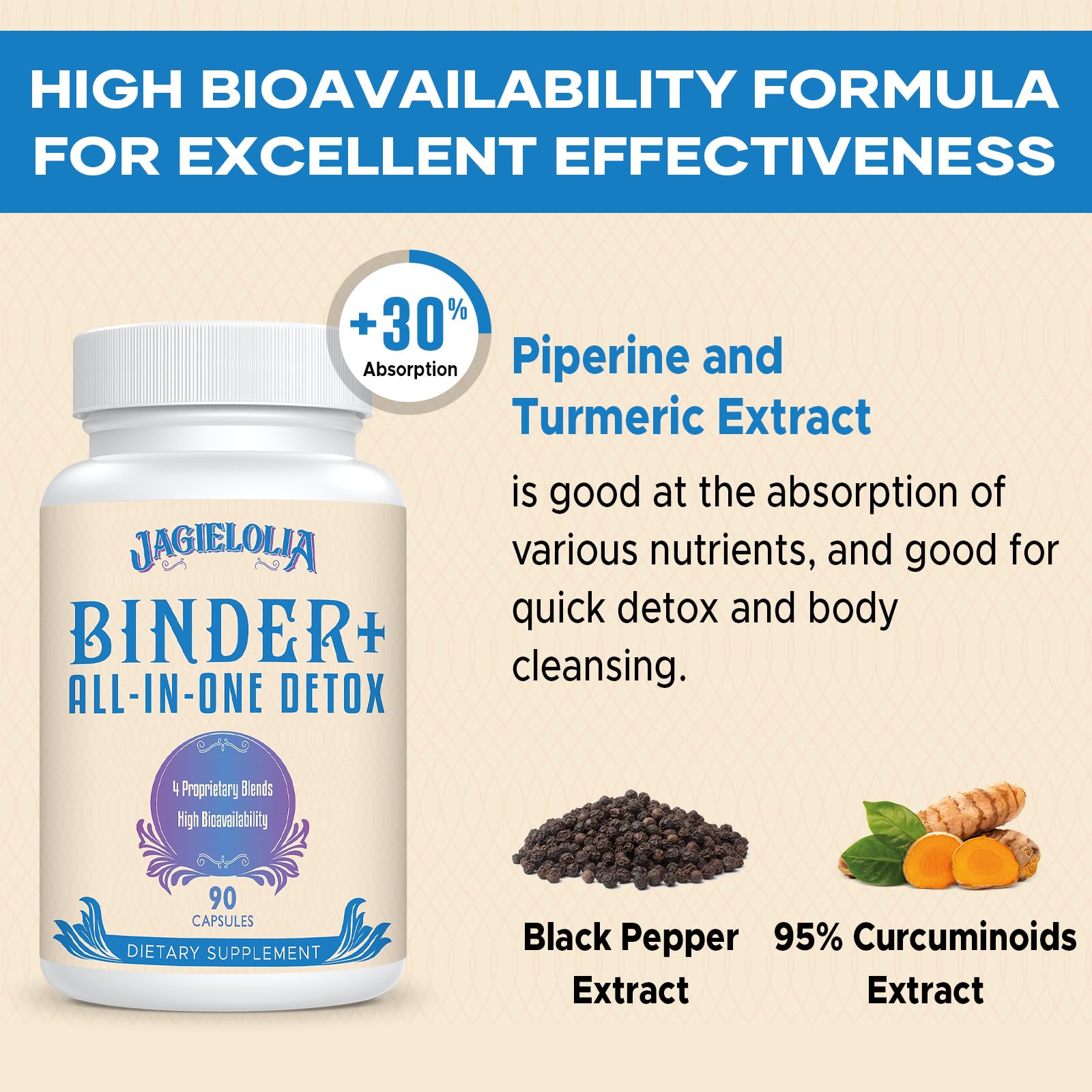 Jagielolia Detox Binder — charbon actif et argile, actifs détoxifiants