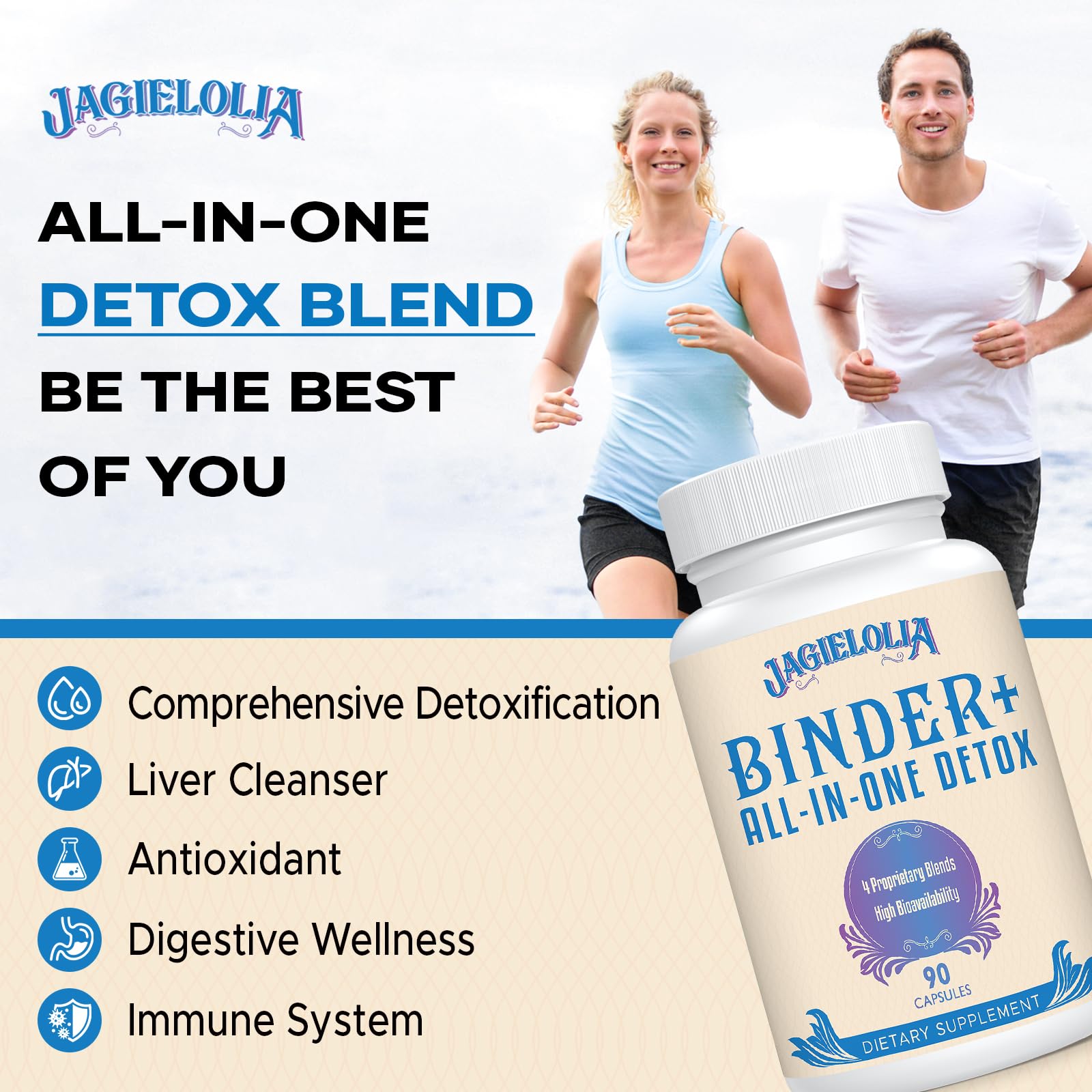 Jagielolia Detox Binder — ingrédients clés Chlorella et Spiruline pour detox naturel