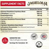 Jagielolia Liposomal Glutathione gélules liposomales, absorption accrue et biodisponibilité améliorée.