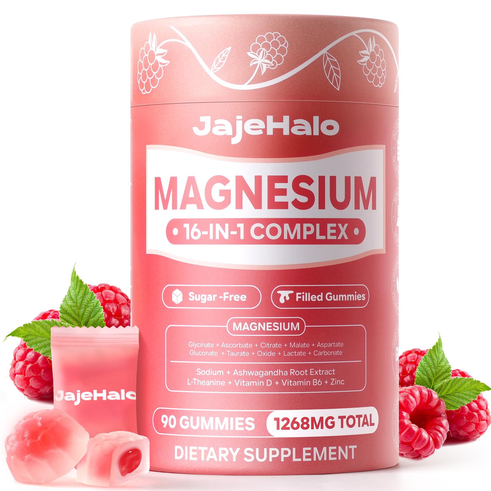 Gommes Jajehalo Magnesium Complex - Bouteille rose, relaxation potentielle et routine quotidienne