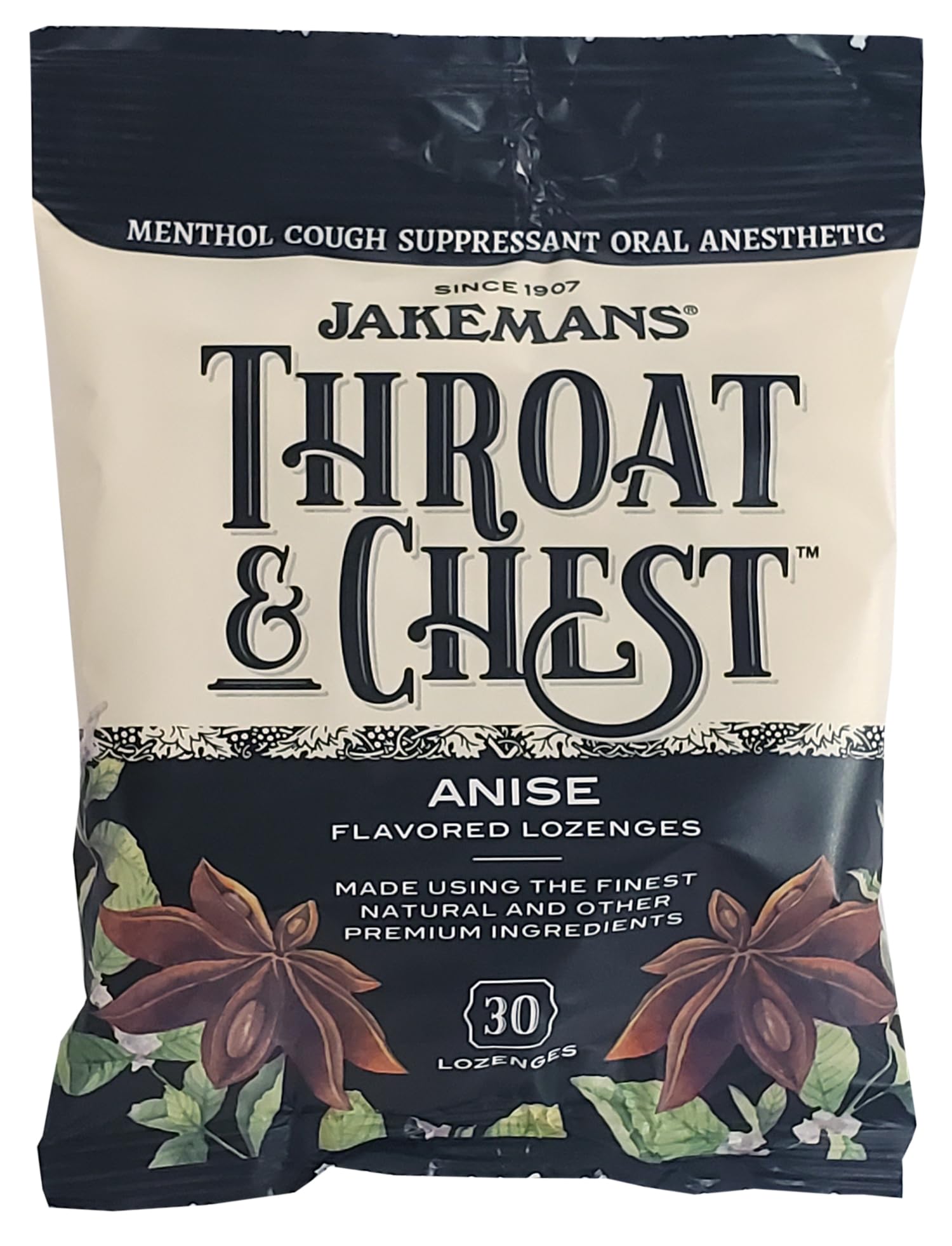 Jakemans etiquette menthol anisée, emballage clair et informations utiles.