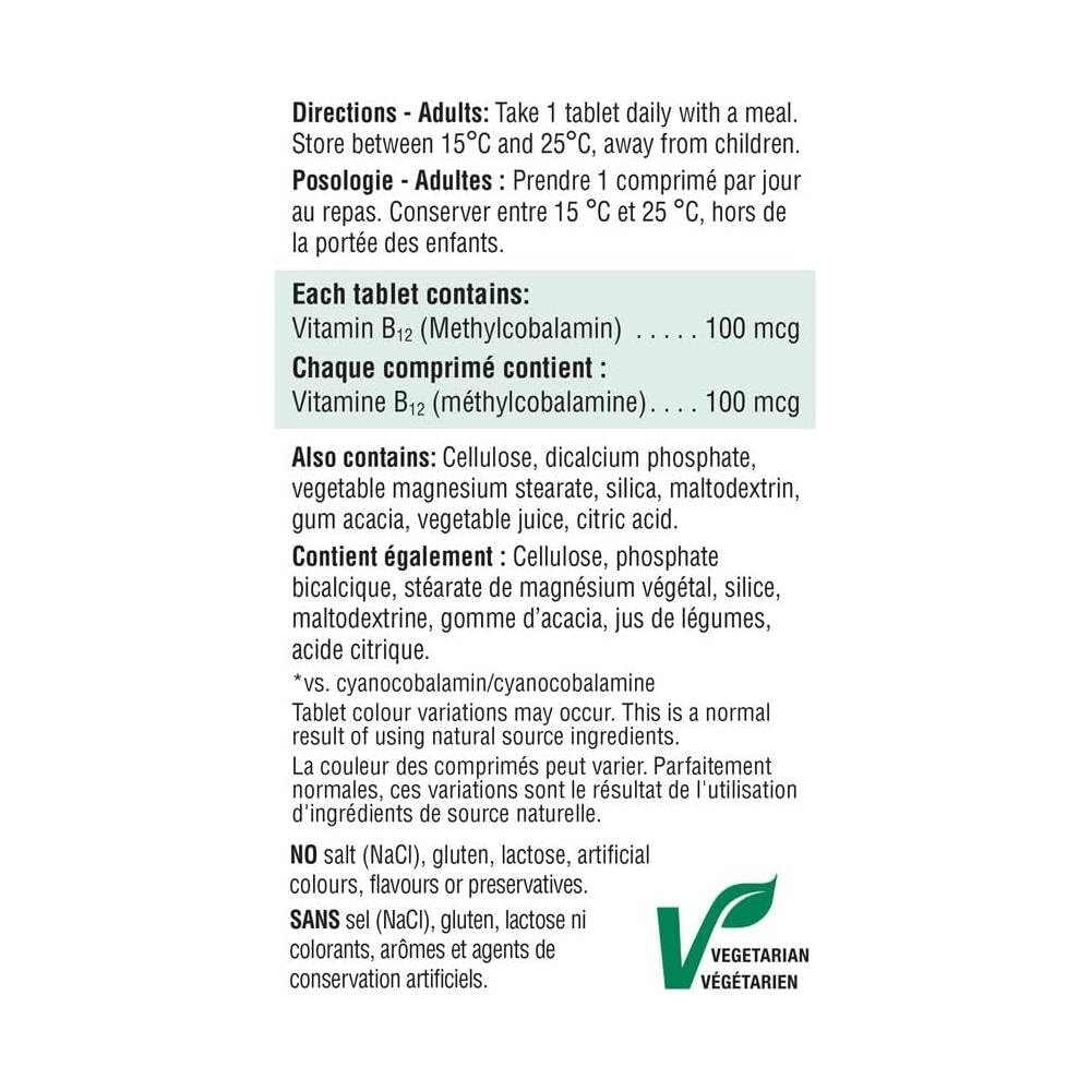 Jamieson B12 methylcobalamin, absorption rapide pour rester actif.