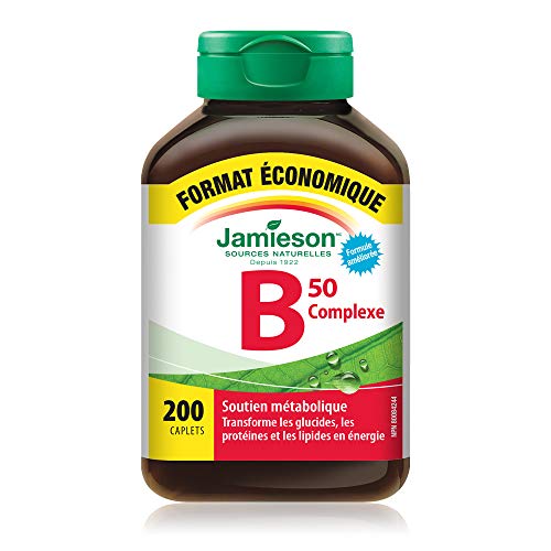 Jamieson B50 Complex, étiquette lisible indiquant qualité et pureté.