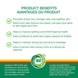 Biotine Jamieson 10 000 mcg, étiquette emballage, source naturelle pour peau et ongles
