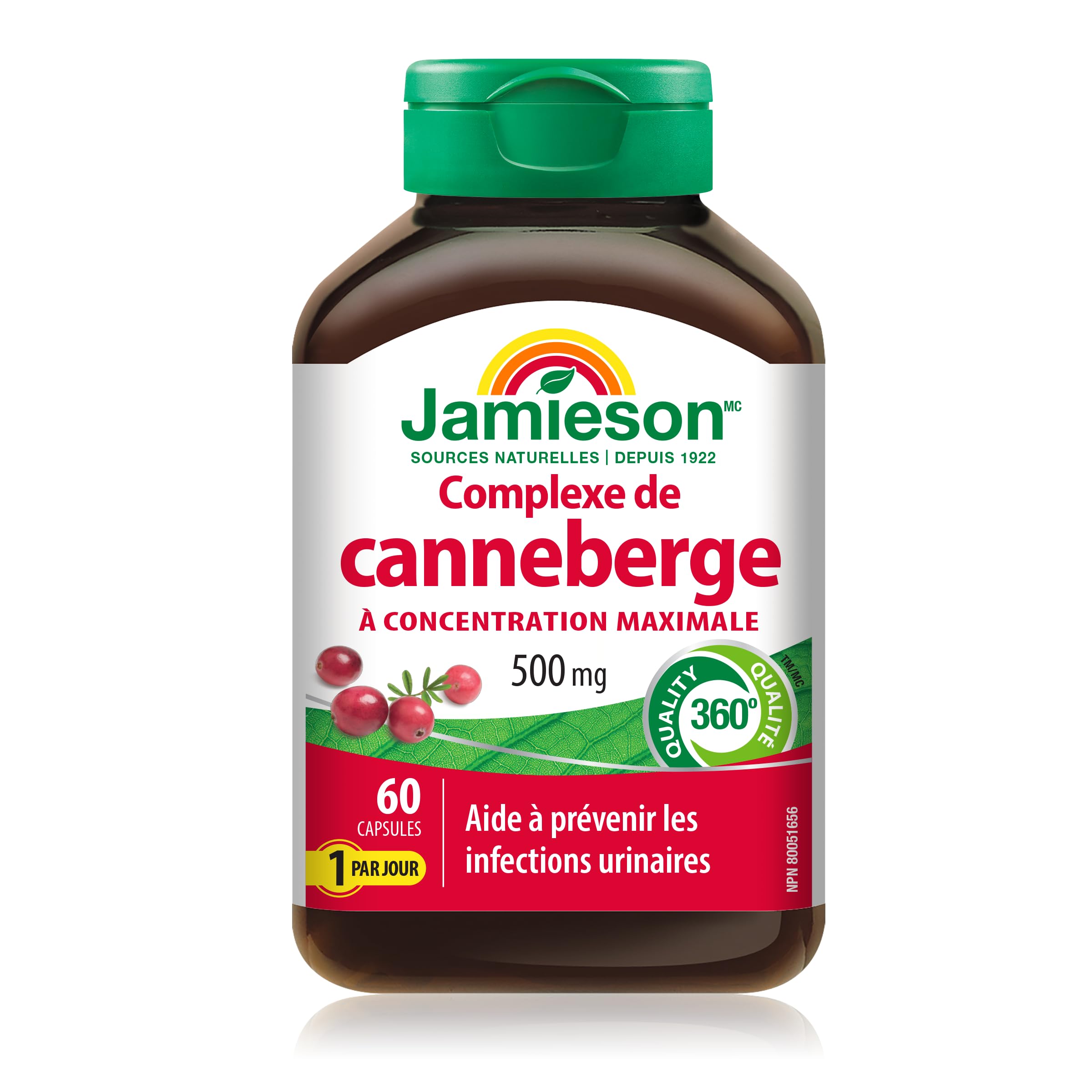 Capsules Jamieson Cranberry Complex – usage quotidien simple et pratique.