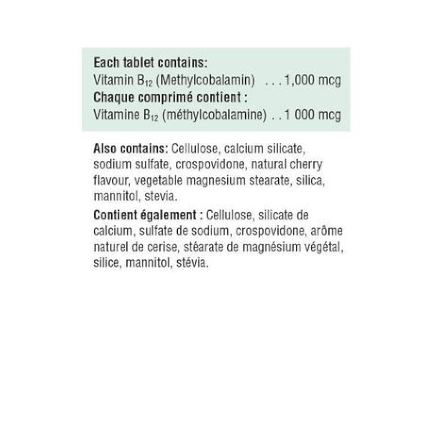 Jamieson B12 Sublingual – comprimés visibles, utilisation pratique et rapide