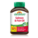 Bouteille Jamieson Omega-3 Saumon 1000 mg, pour une routine santé quotidienne.