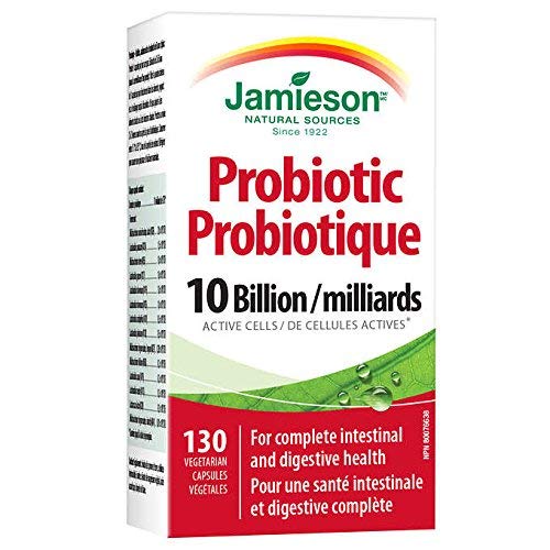 Jamieson Probiotique bouteille de capsules végétales prête à la routine quotidienne.