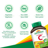 Jamieson Vitamine C Masticables, étiquette sans colorants artificiels.