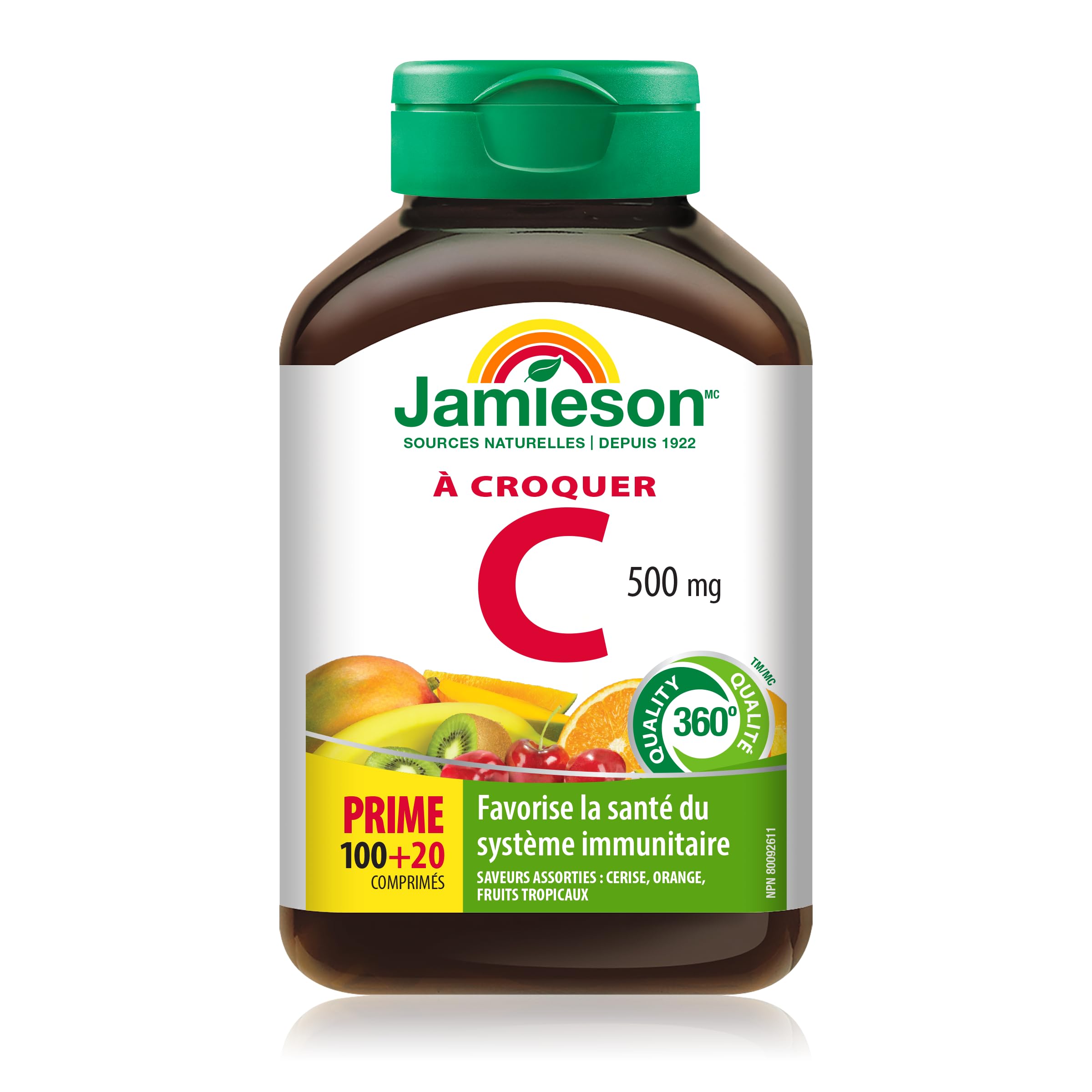 Jamieson Vitamine C Masticables saveurs fruits, goût agréable.