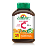 Flacon Jamieson Vitamine C Orange 500 mg, tablettes faciles à prendre.