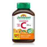 Jamieson Vitamine C Orange 500 mg, tablettes masticables, soutien immunitaire potentiel.