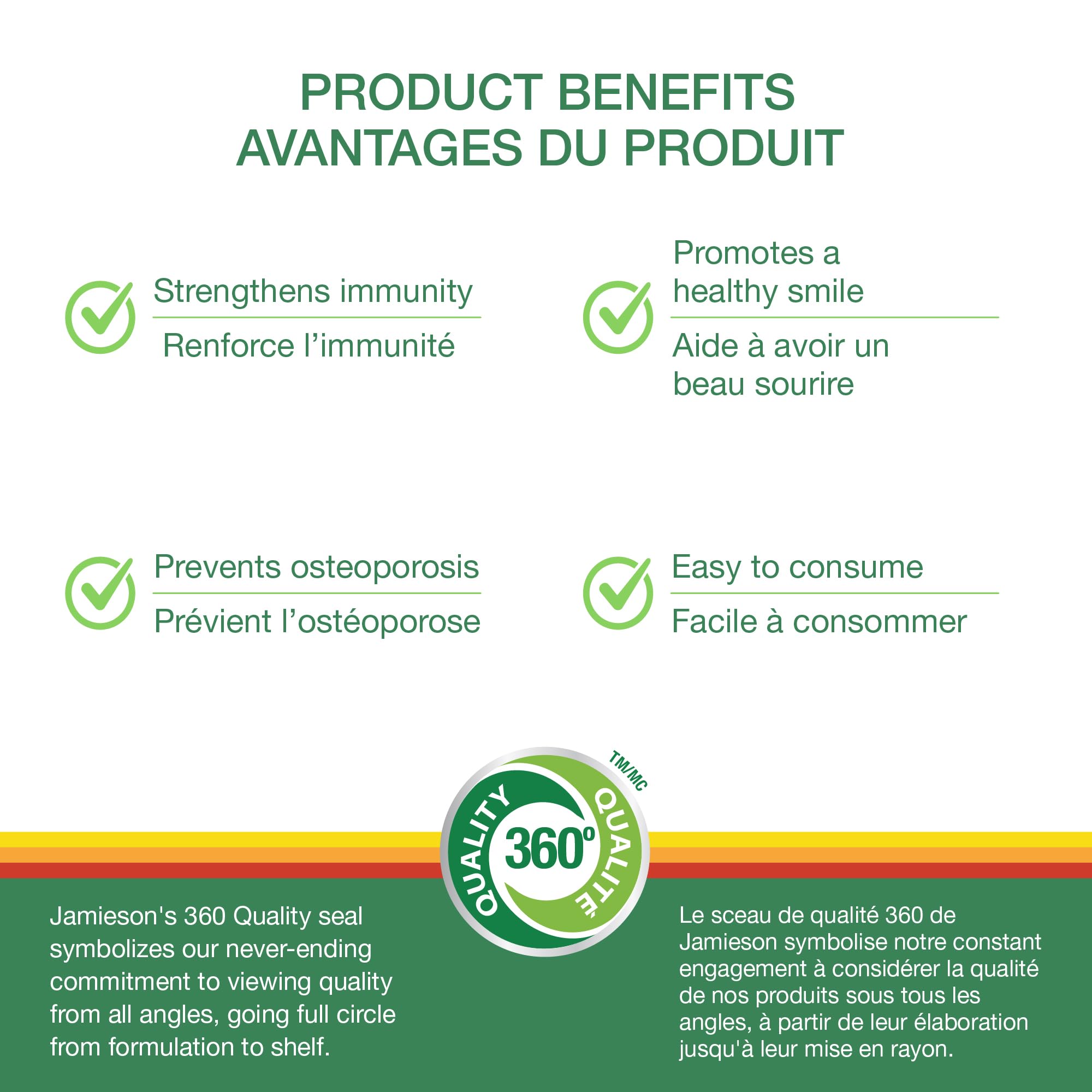 Etiquette Jamieson Vitamin D3 avec informations claires et ingrédients sans allergènes.