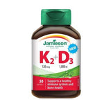 Jamieson K2 + D3, bouteille de gélules molles, soutien osseux potentiel et énergie quotidienne.