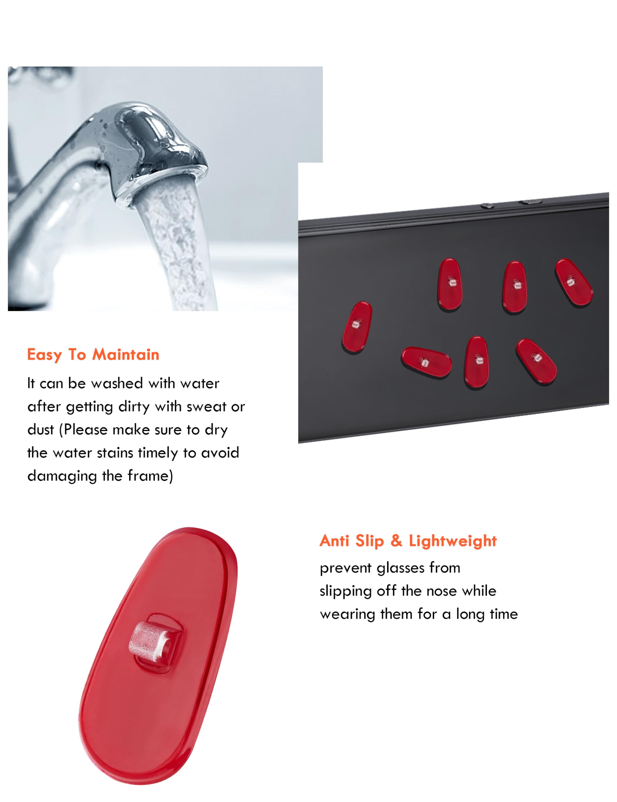 Kit JAPower pads nasaux transparents pour lunettes variées, remplacement facile.