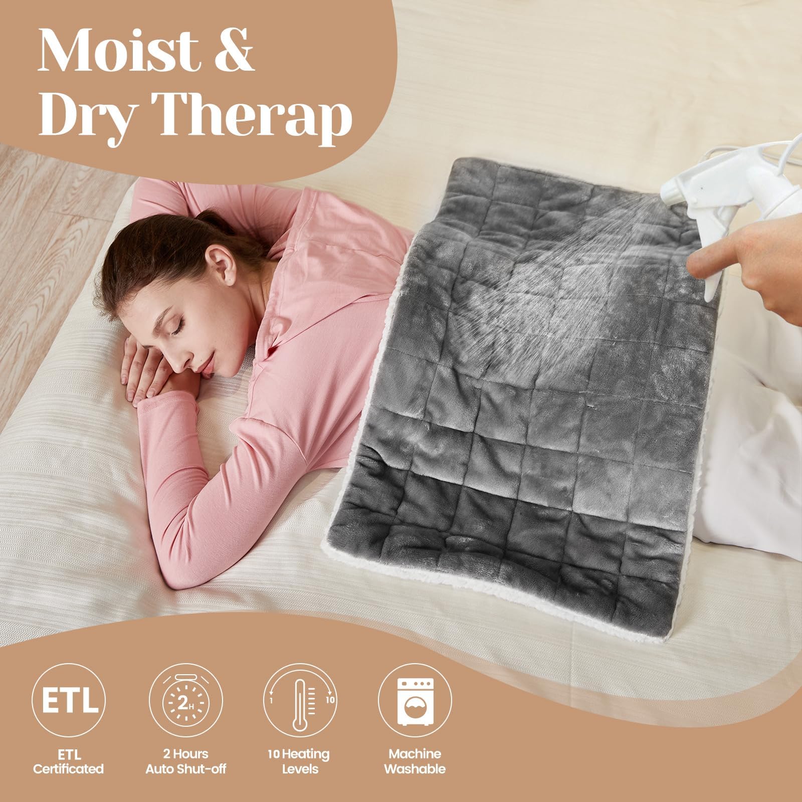 JAQUETEA Coussin chauffant – bouton de réglage facilitant le choix de chaleur