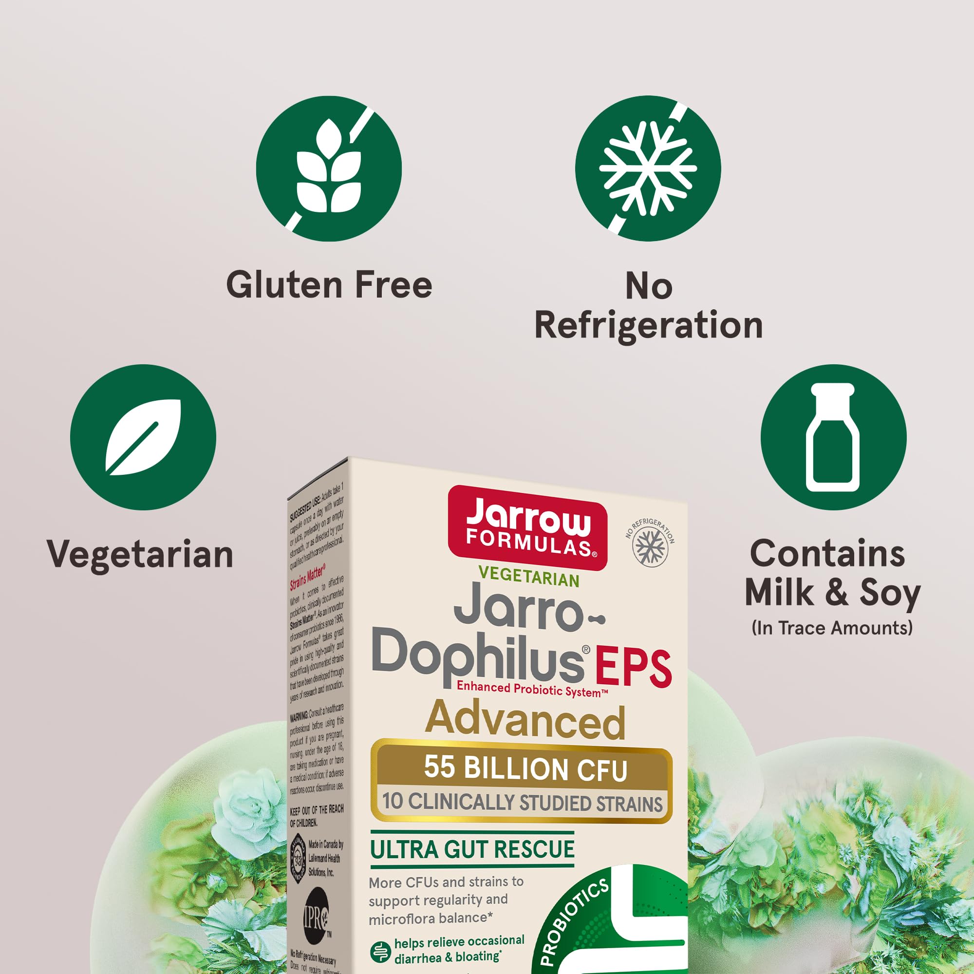 Gros plan sur Jarro-Dophilus EPS Advanced montrant les capsules végétales